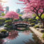 Image of Japanese garden in a big city.